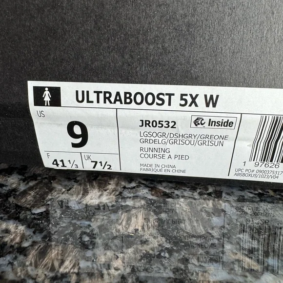adidas Ultraboost Ultra Boost 5X RunningWomens Grey Sneakers Athletic Shoes 9